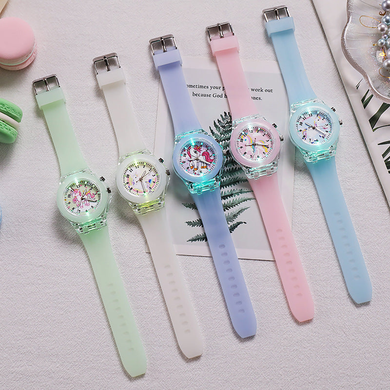 Licorne Lumineuse Silicone Quartz Montre pour les enfants et les enfants de l'école primaire