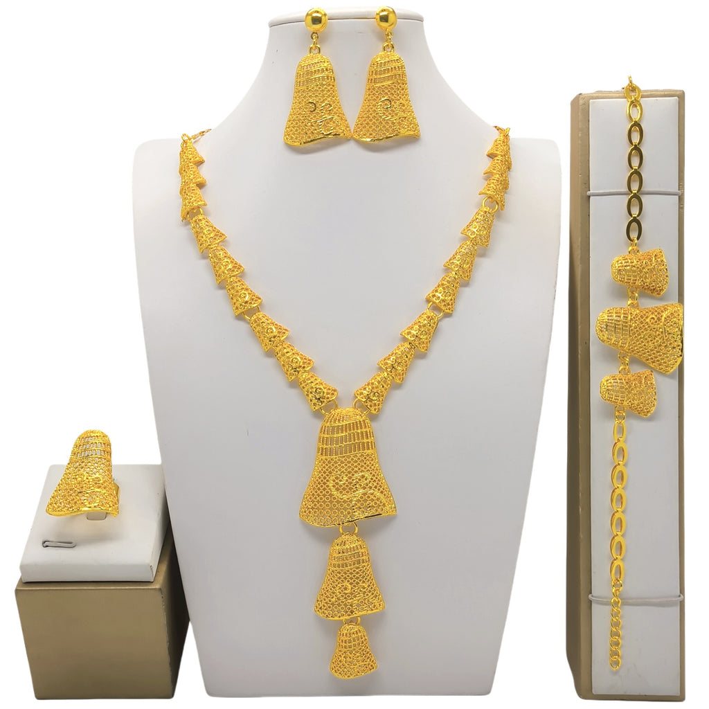 24k Gold Plated Necklace Bracelet Earrings
