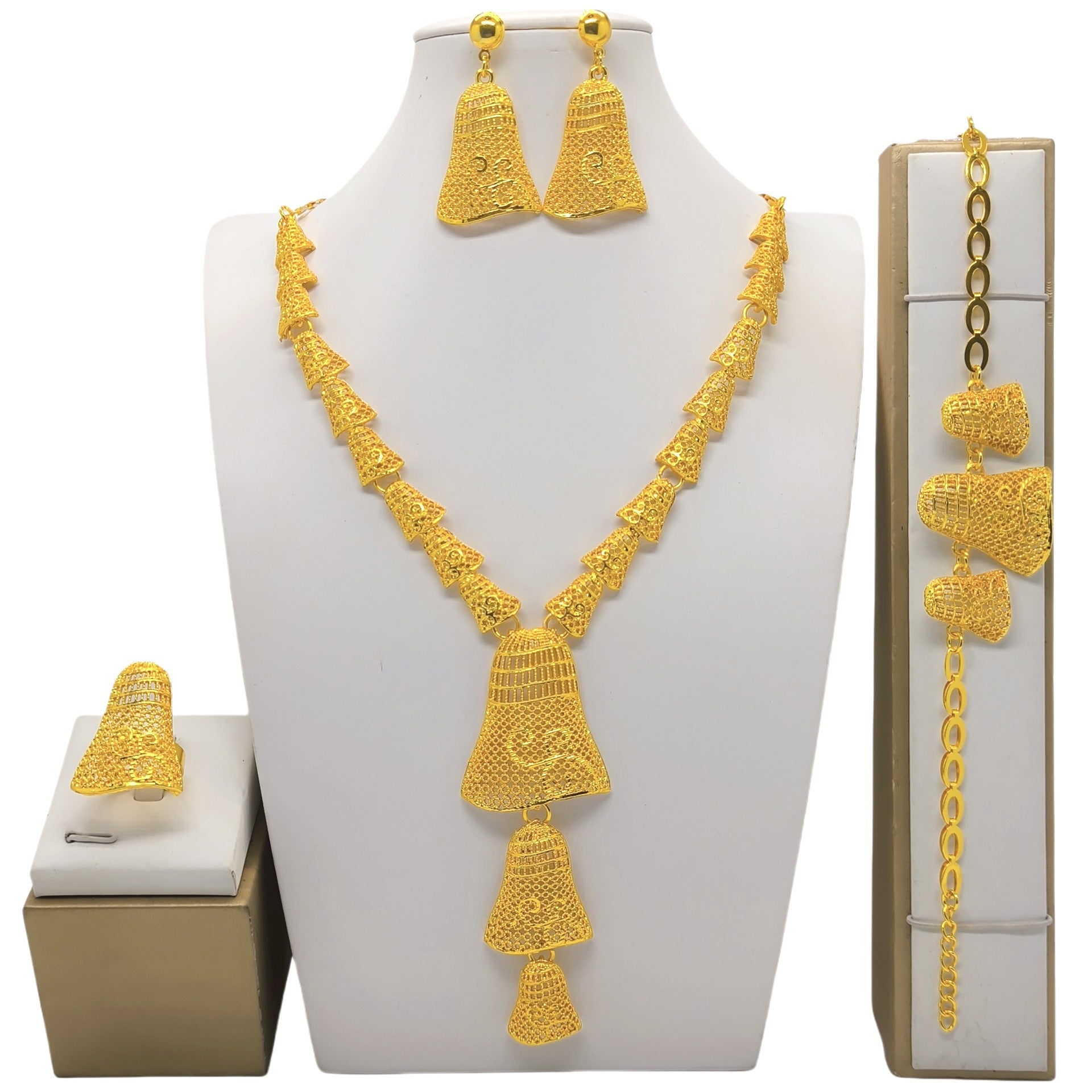Bracelet collier plaqué or 24k Boucles d'oreilles