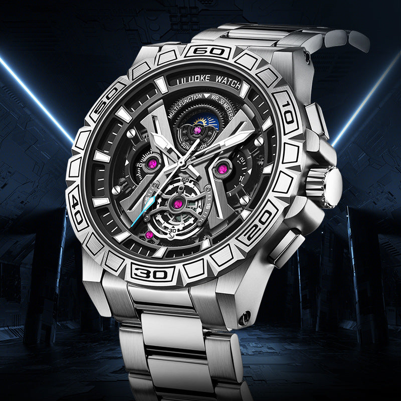 Three-dimensional waterproof quartz watch