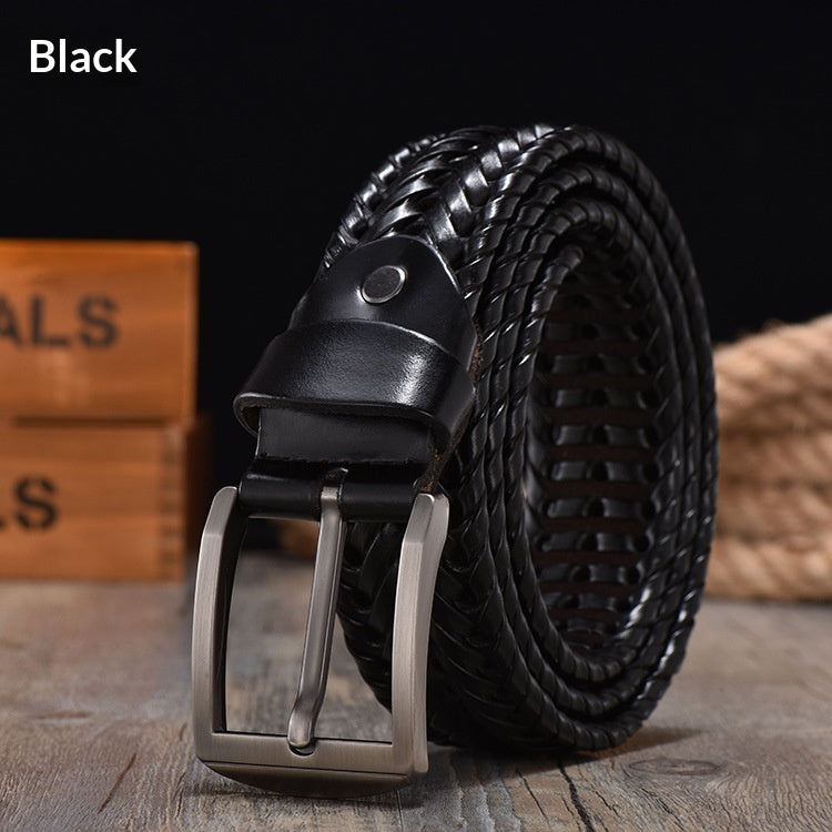 Ceinture en cuir vintage tissée à la main pour hommes