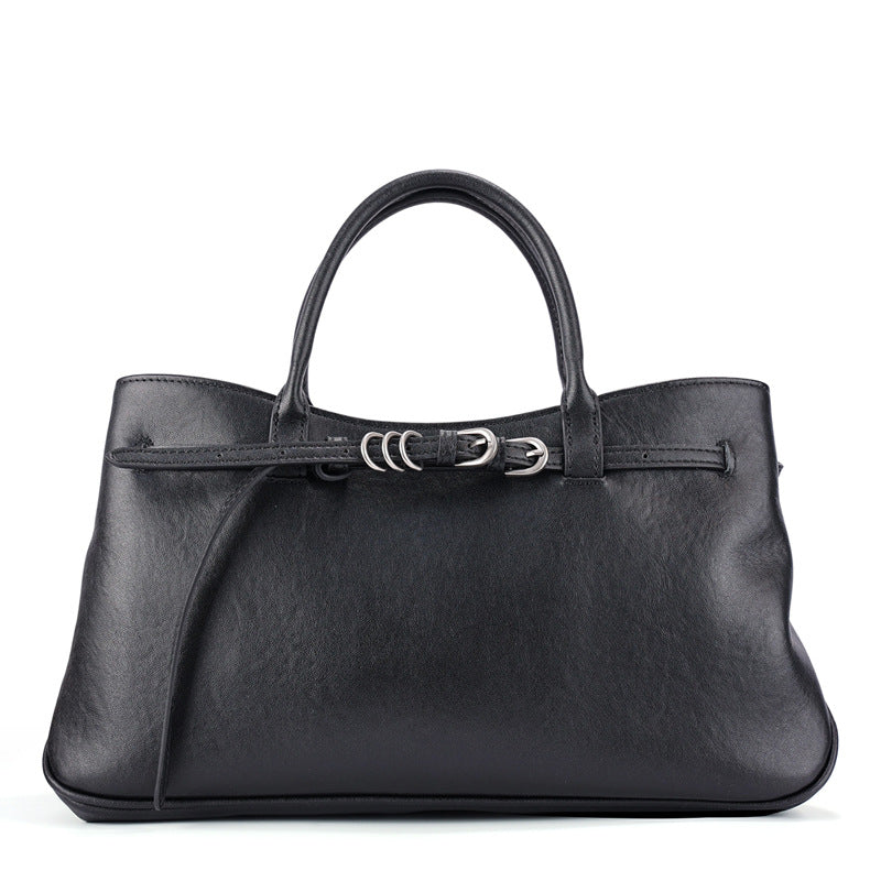 Sac en cuir tanné végétal de première couche de style coréen Minimalist Commuter Sac à main