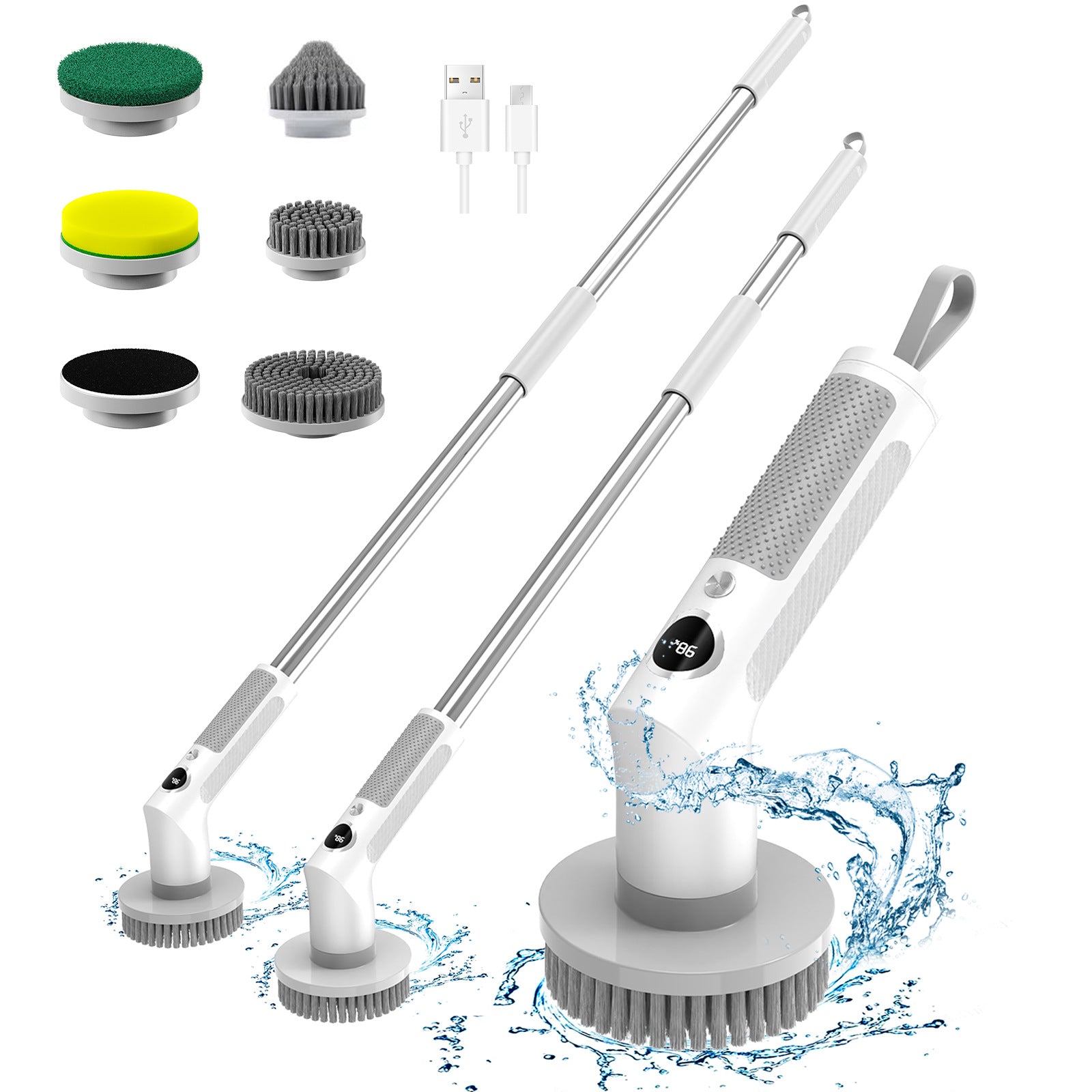 Brosse de nettoyage multifonctionnelle extensible à manches longues