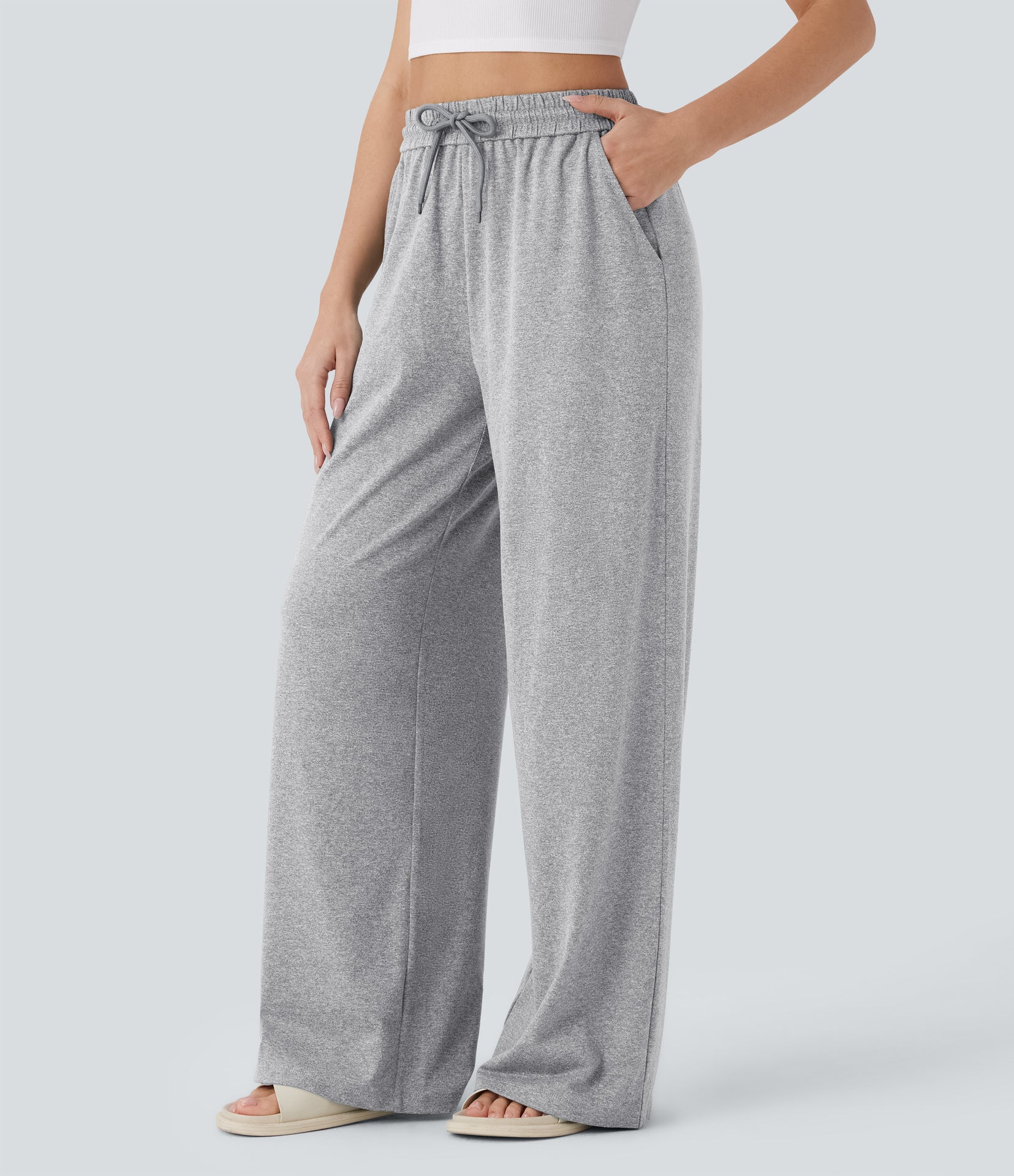 Pantalons à jambes droites pour femmes Solide-couleur