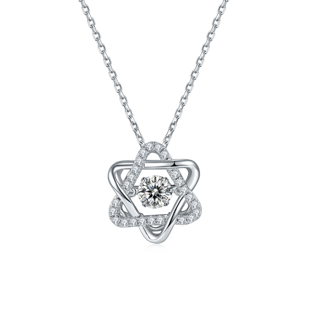 S925 Argent Sterling 0.5ct D Couleur VVS1 Moissanite Star De Collier Hexagram 45cm Platine