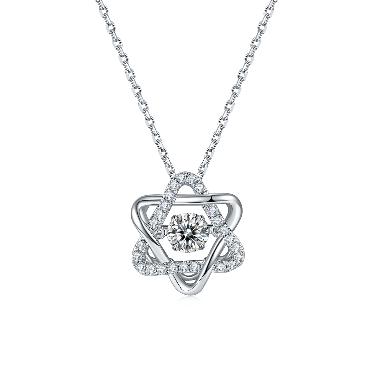 S925 Argent Sterling 0.5ct D Couleur VVS1 Moissanite Star De Collier Hexagram 45cm Platine