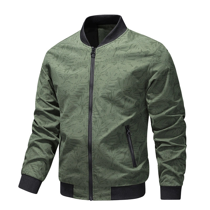 La veste de printemps et d'automne pour homme simple tissu de sac à fermeture éclair en manteau de jeunesse