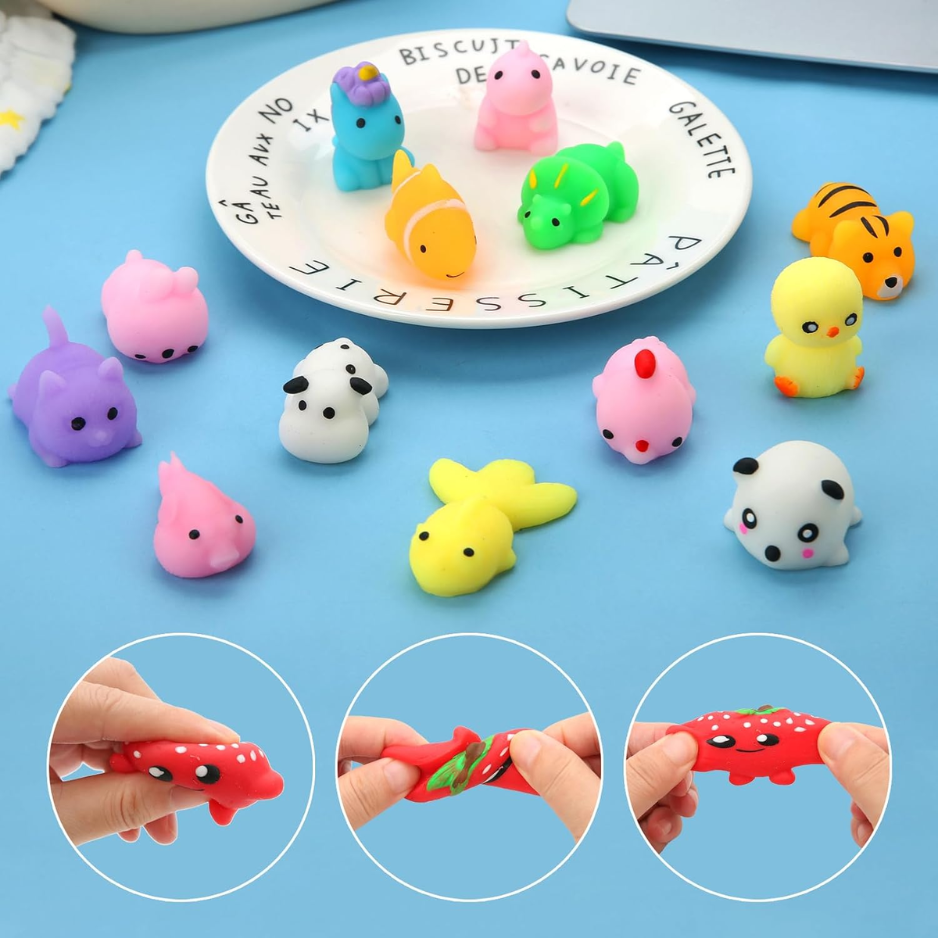 30 Jouets pour la salle de classe Anniversaire Noël Cadeaux Goodie Bag Mini Animaux Mochis Stress Relief Sens