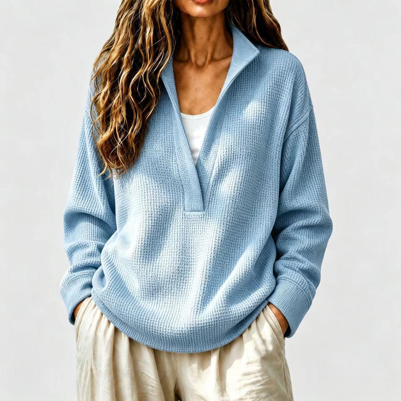 Femmes Solide-couleur manches longues Casual-fitting Top