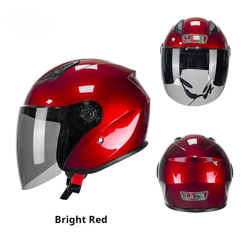 Casque de trois quarts de moto électrique quatre saisons casque d'équitation universel