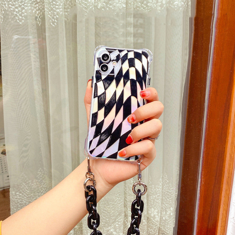 Irrégulier grille noire adapté pour chaîne portable Iphone12