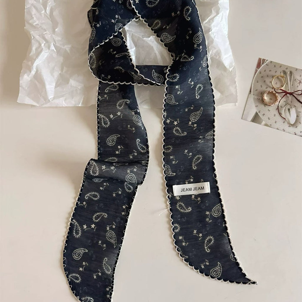 Style coréen Rétro Floral longue écharpe en soie