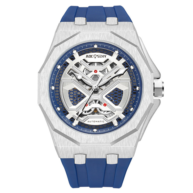 Montre mécanique Hollow tendance avec affichage lumineux et résistance à l'eau pour les hommes