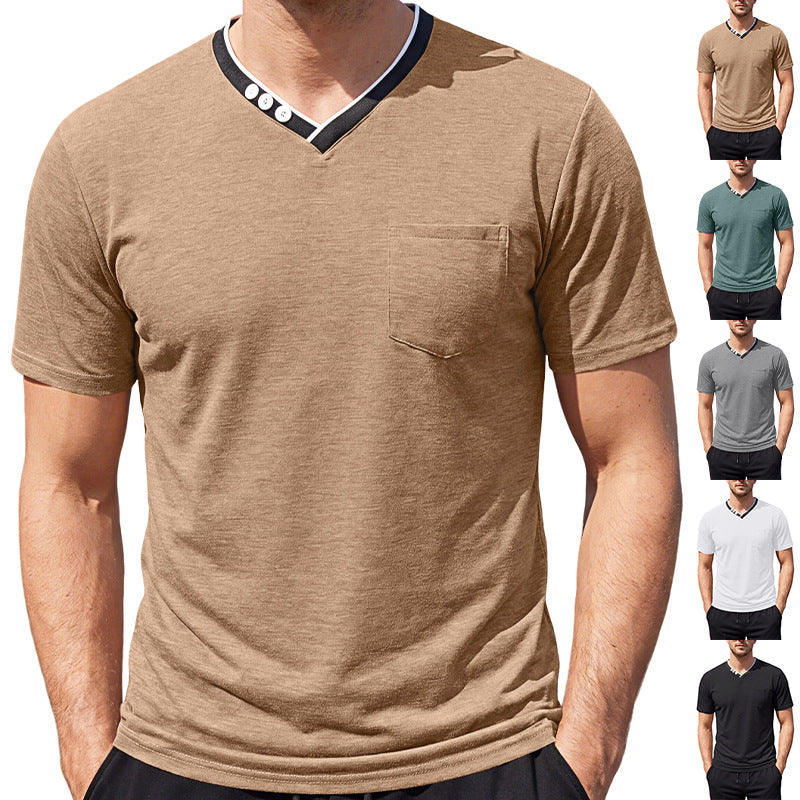 T-shirt à manches courtes Henry V-neck Hommes