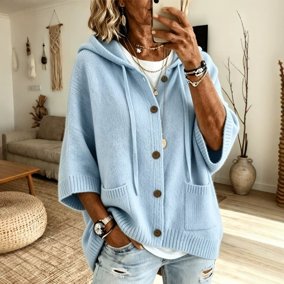 Cardigan à capuchon à manches longues pour femmes
