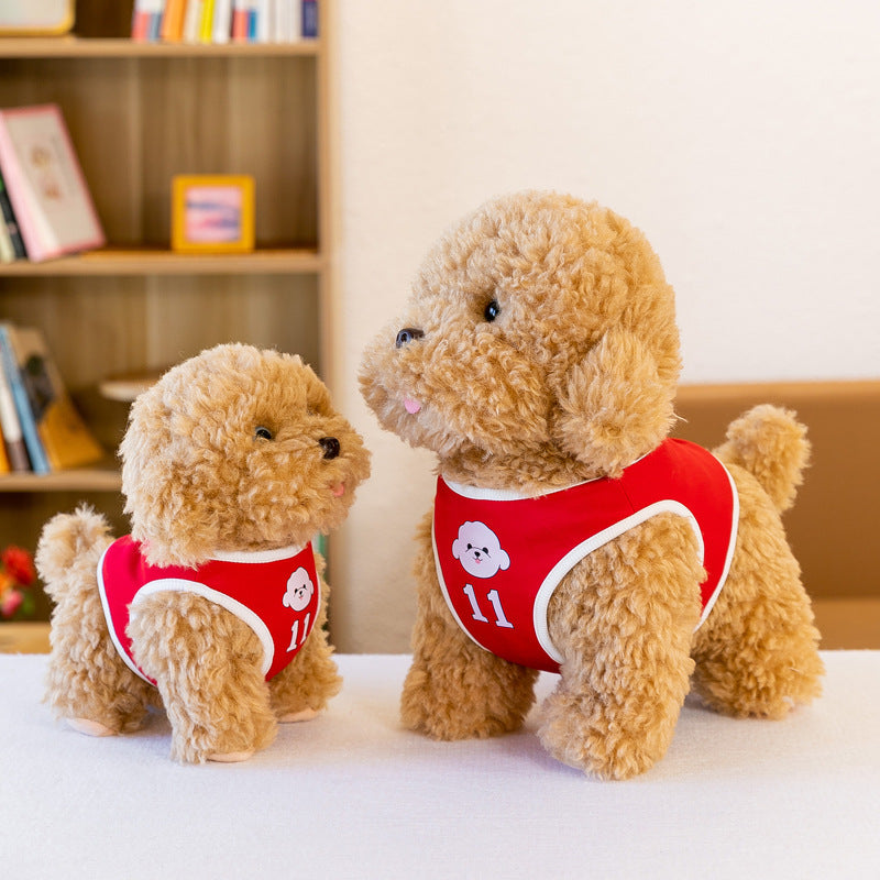 Jouet en peluche de chien en peluche portant un Jersey