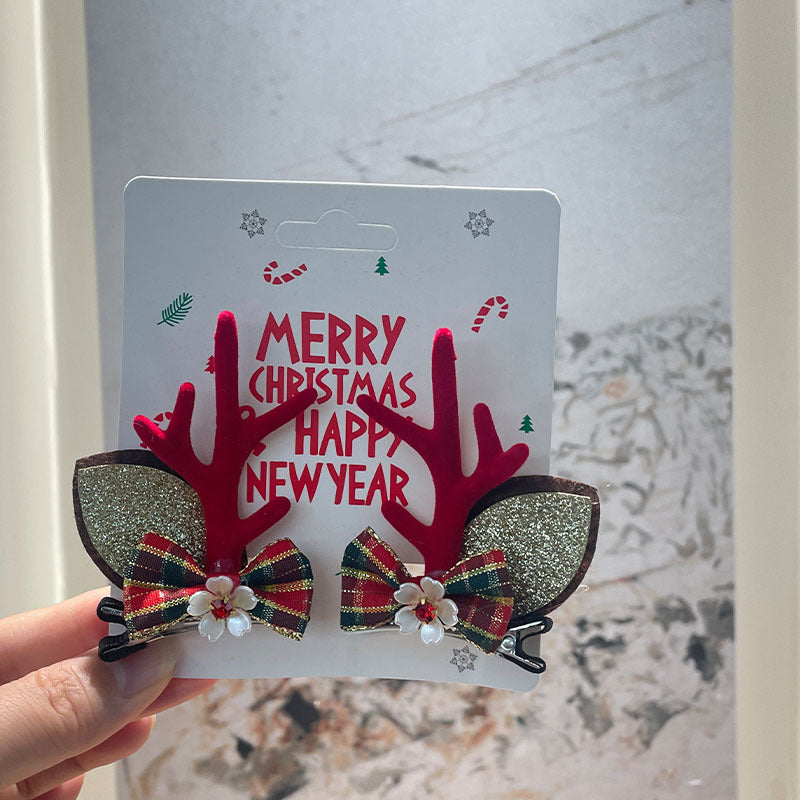 Unisex Christmas Reindeer Hair Clips for Festive Holiday Styling