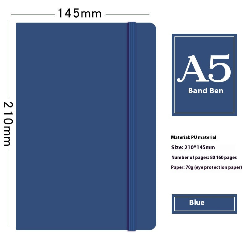 A5 Strap Notebook Pen Insertion Leather Surface