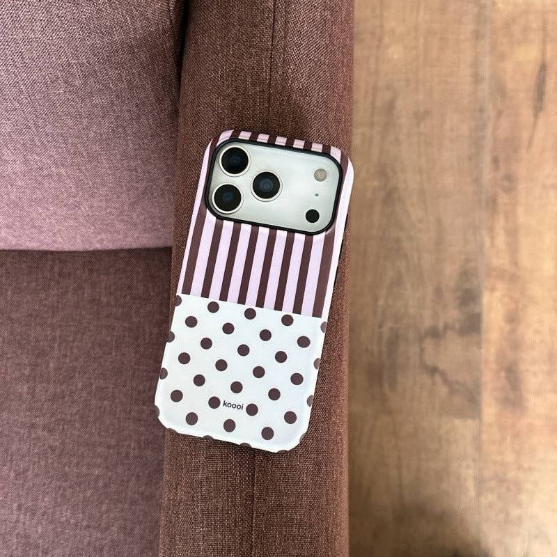 Cas de téléphone à point rayé Polka avec support et fixation magnétique