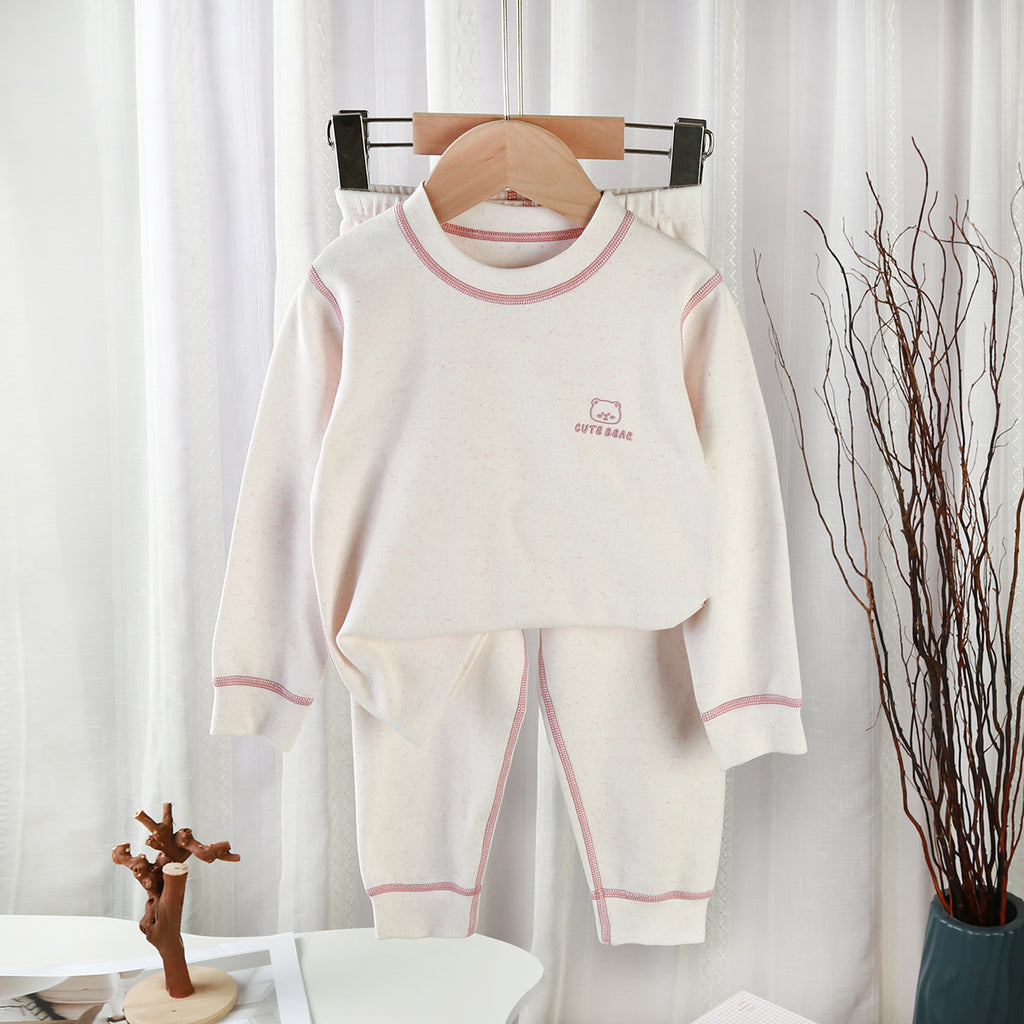 Vêtements et pantalons d'automne en coton pour hommes Femmes et bébés Cou rond Sous-vêtements thermiques
