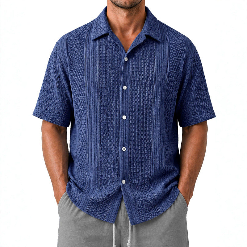 Chemise casual à manches courtes avec impression d'arbre de coco 3D