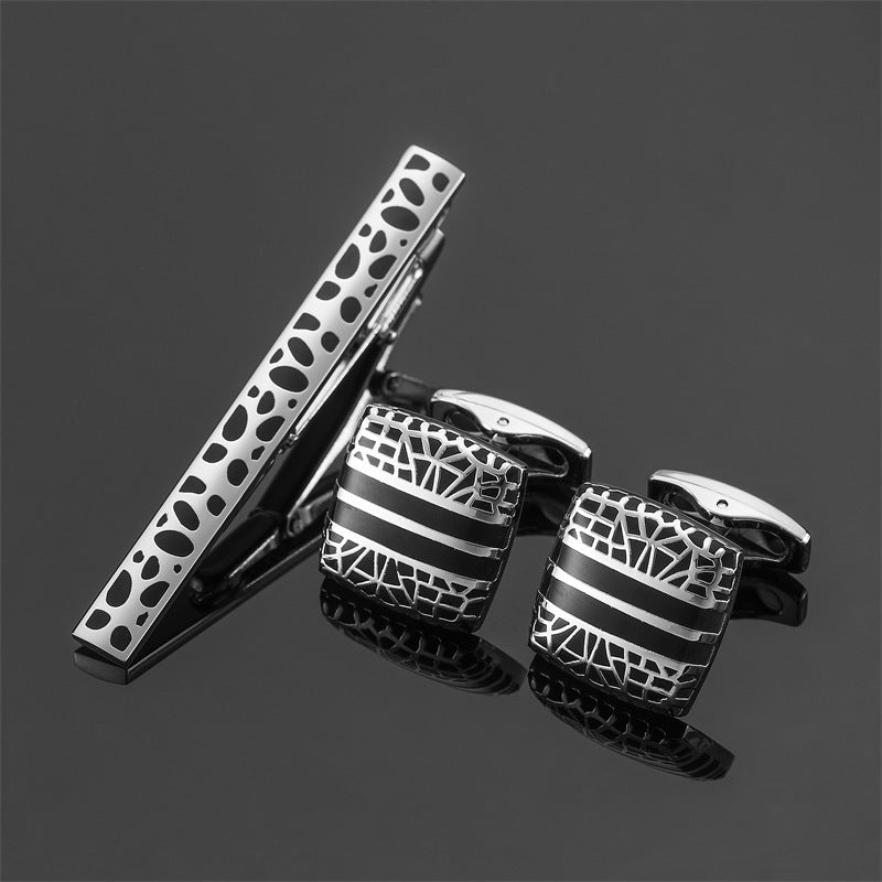 Or et argent noir cristal Rose motif émanel lot fleur Clip Clip Cuff Buckle Set