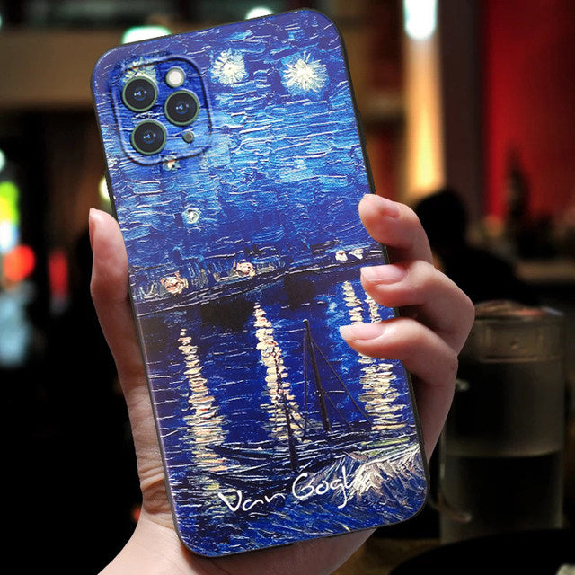 Van Gogh Starry Sky Téléphone portable Shell stéréoscopique