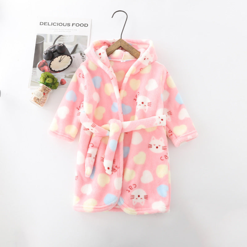 Enfants Vêtements Maison Vêtements Flannel Hommes Femmes Hoodie Coral Velvet Robe de nuit