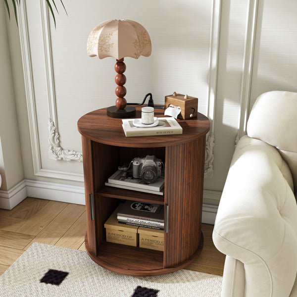 Ensemble de 2 tables de fin de cylindre moderne du Mid Century avec station de recharge intégrée et coulissante D