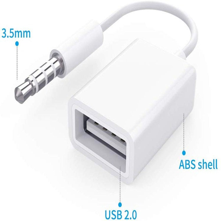 USB à 3.5MM U câble de disque 12V voiture lecteur CD Adaptateur audio de voiture AUX câble