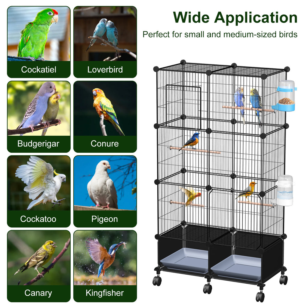 1Pc 46in Bird Cage Spacieuse maison d'oiseaux d'intérieur pour animaux de compagnie avec 4 perches en bois 2 plateau coulissant 2