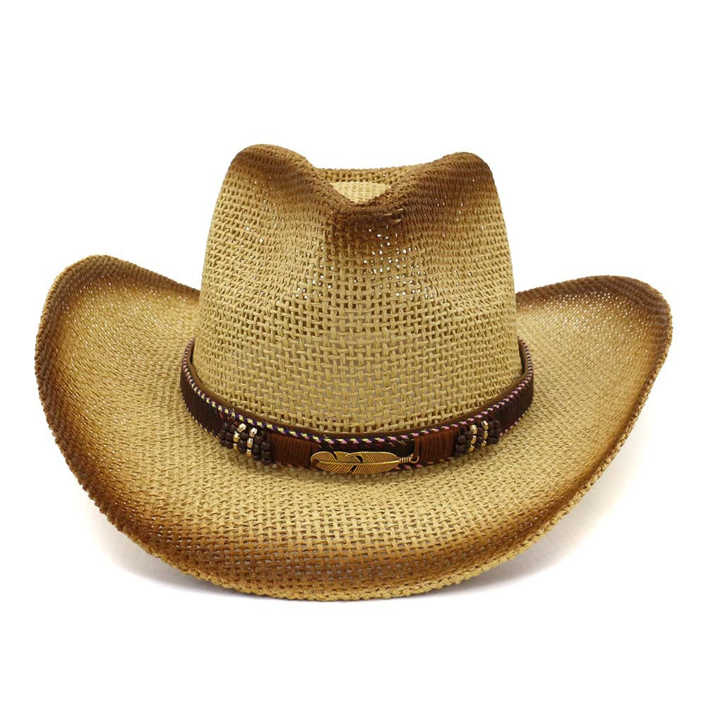 Chapeau de plage de cow-boy en paille de peinture de l'Ouest