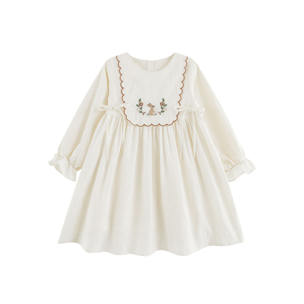 Automne Arrivée Robe de coton manches longues pour enfants