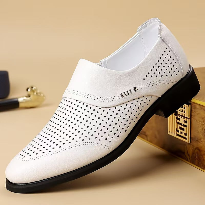 Chaussures Homme en Cuir Hollowed Business Casual Slip-On Respirant Souple Chaussures