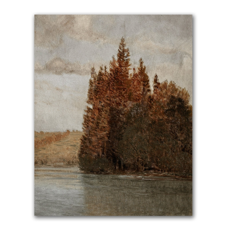 Automne Arbres Paysage Peinture à l'huile Affiche Toile Salon Décoration