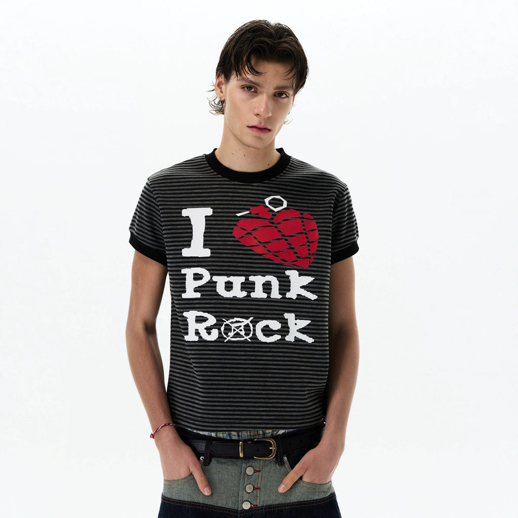 T-shirt rayé rétro pour hommes et femmes