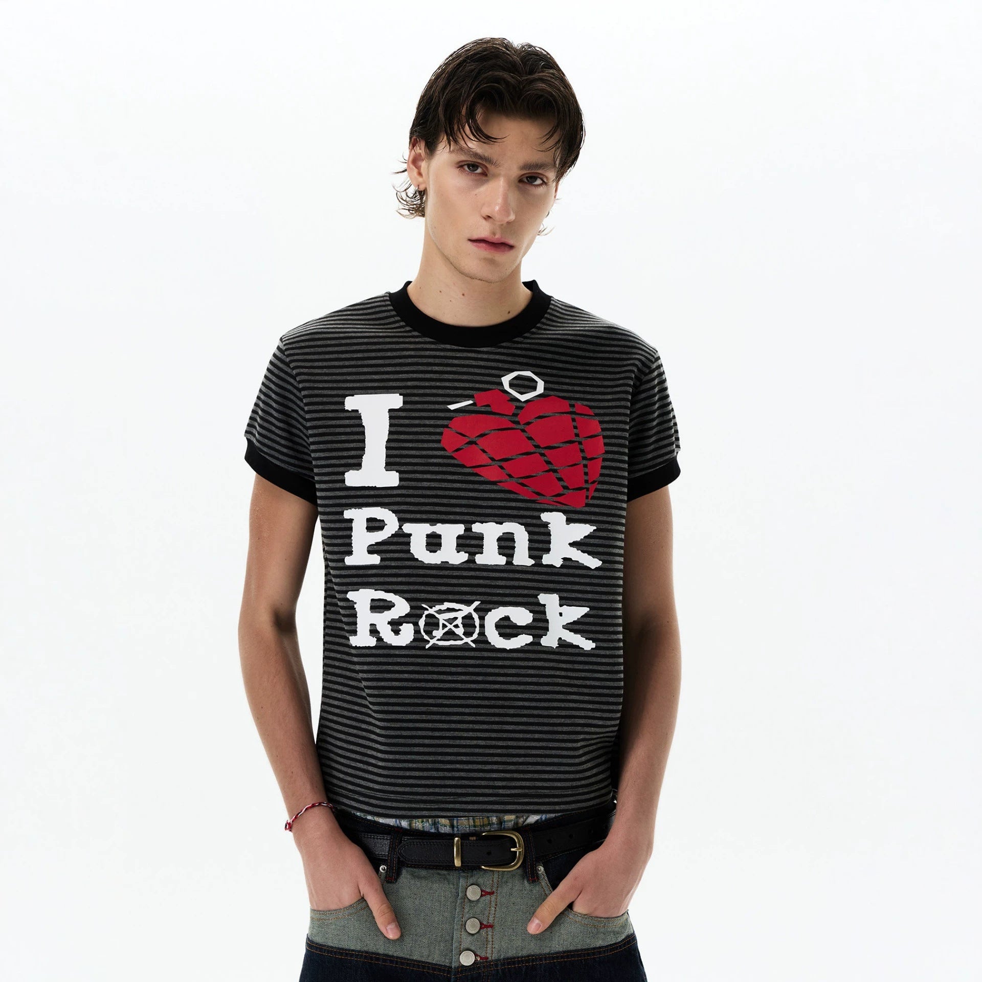 T-shirt rayé rétro pour hommes et femmes
