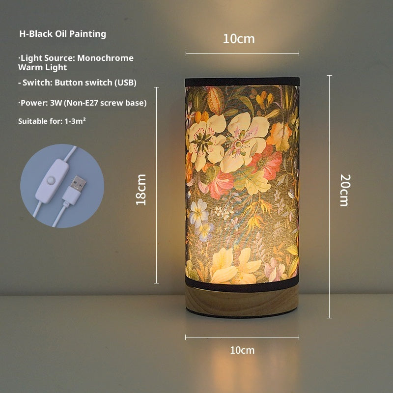 Creative Floral lampe de table tissu étude chambre dormir côté lit lampe atmosphère Remote Co