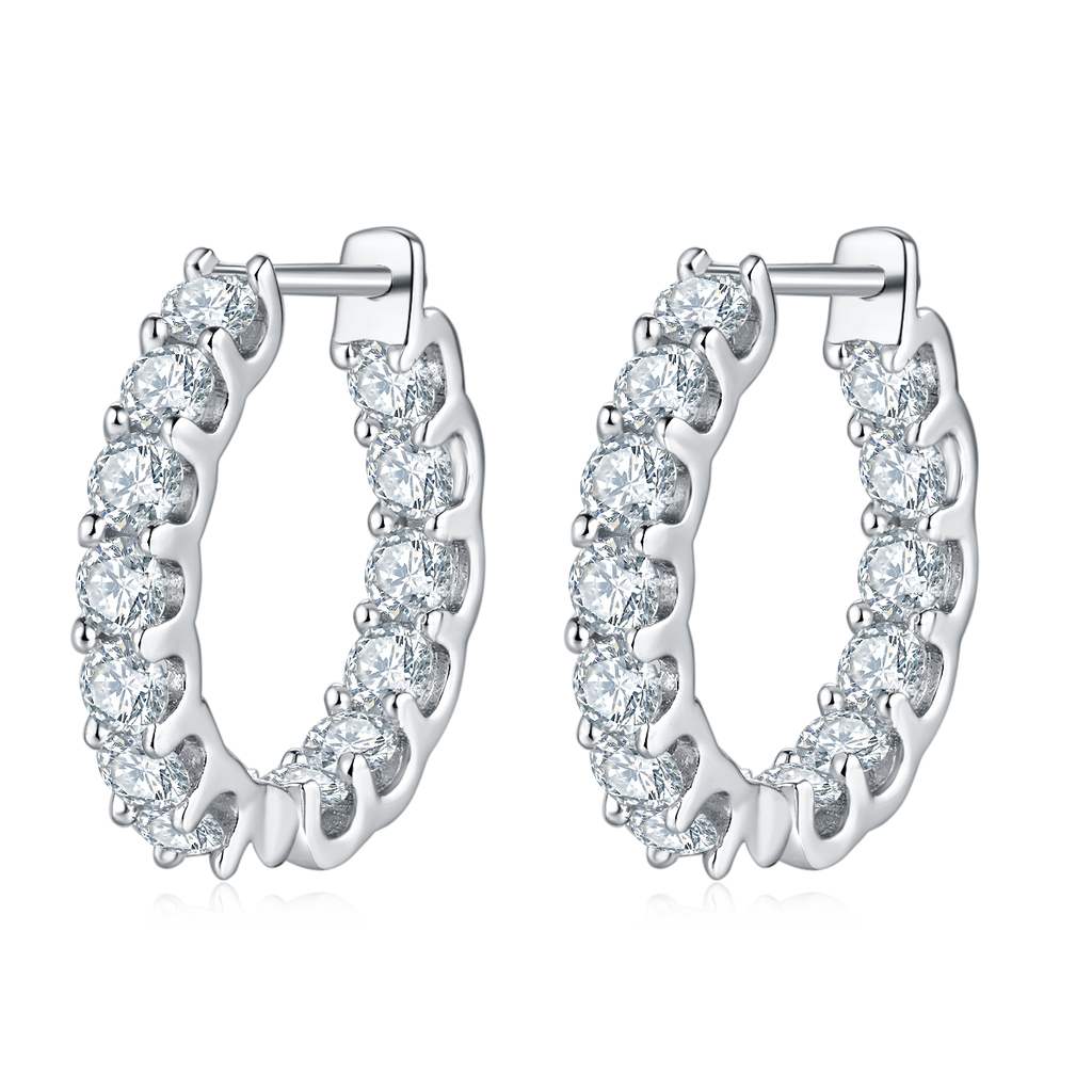 S925 Argent Sterling D Couleur VVS1 Boucles d'oreilles Moissanite Hoop 20mm Pave Platinum P