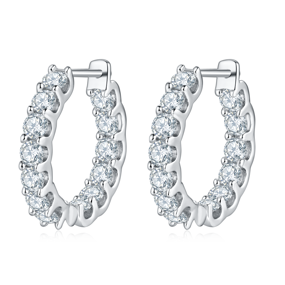 S925 Argent Sterling D Couleur VVS1 Boucles d'oreilles Moissanite Hoop 20mm Pave Platinum P