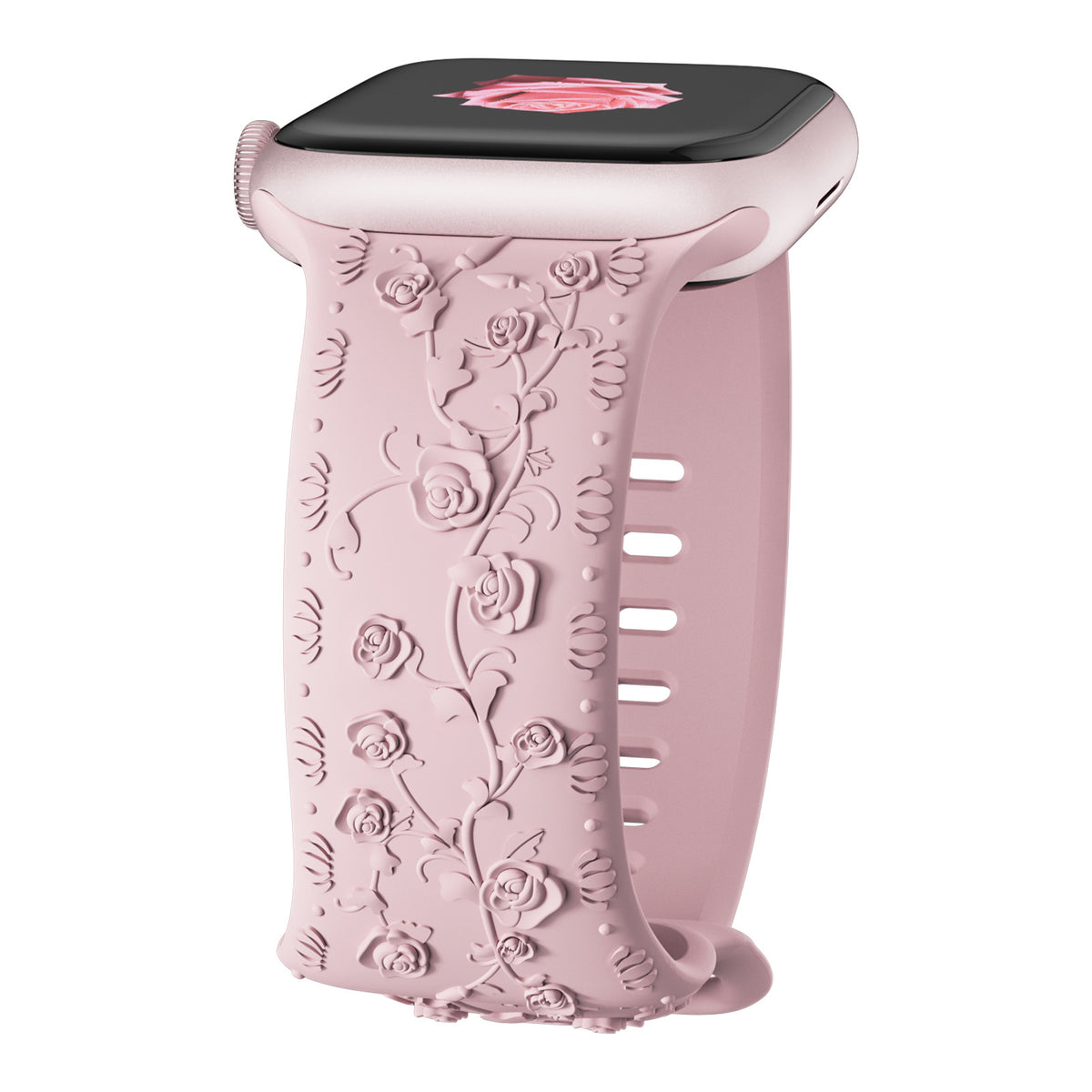 Bracelet de montre en silicone rose embossé