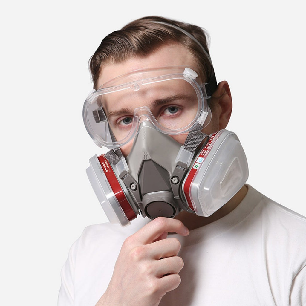 Masque respirateur double-cartridge gris-blanc