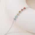 S925 Argent Sterling Rainbow Lab-Grown Bracelet de pierres précieuses 16cm carré coupe platine plaqué G