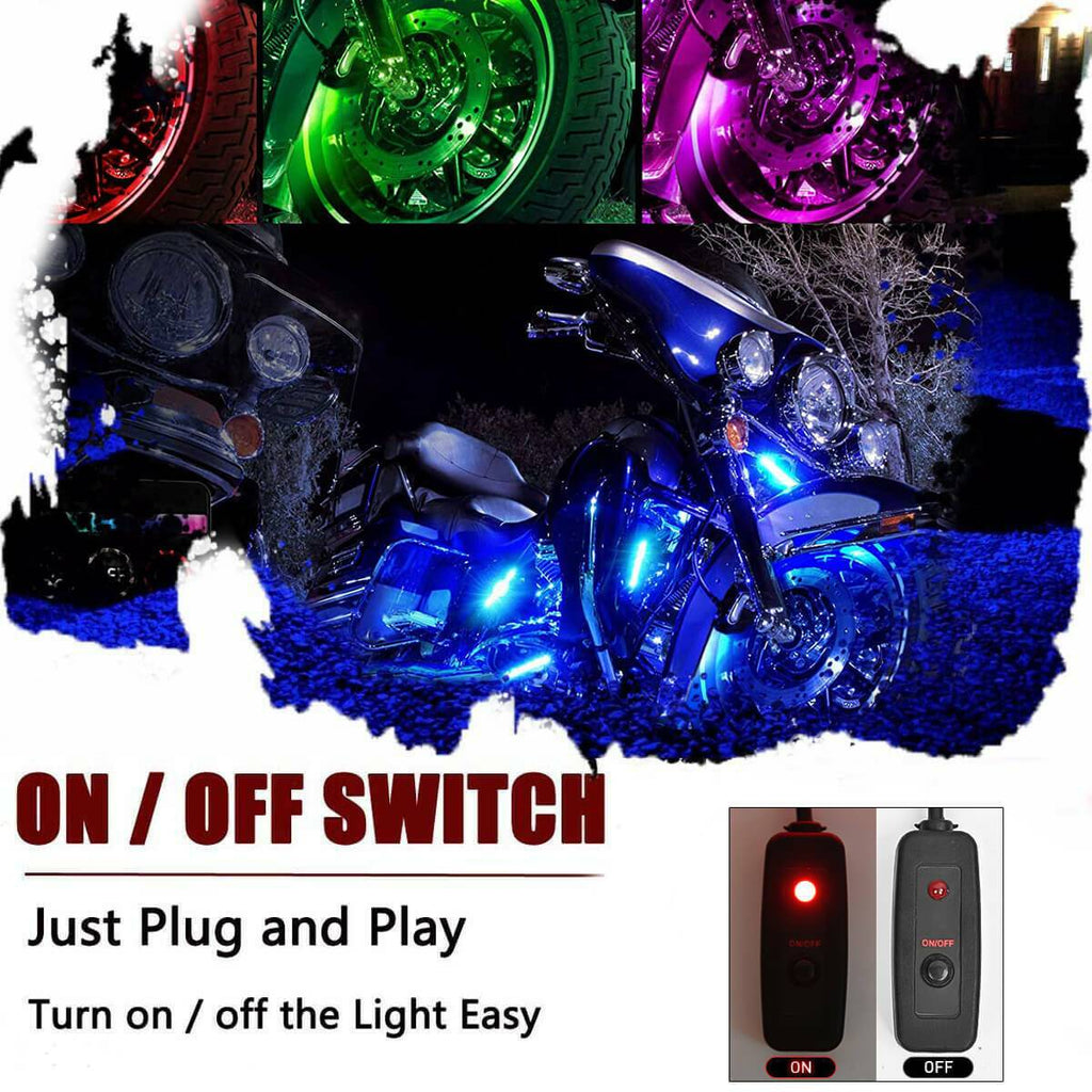 12X RGB Kit de lumière LED de moto sous la bande de corps Glow pour Harley-Davidson