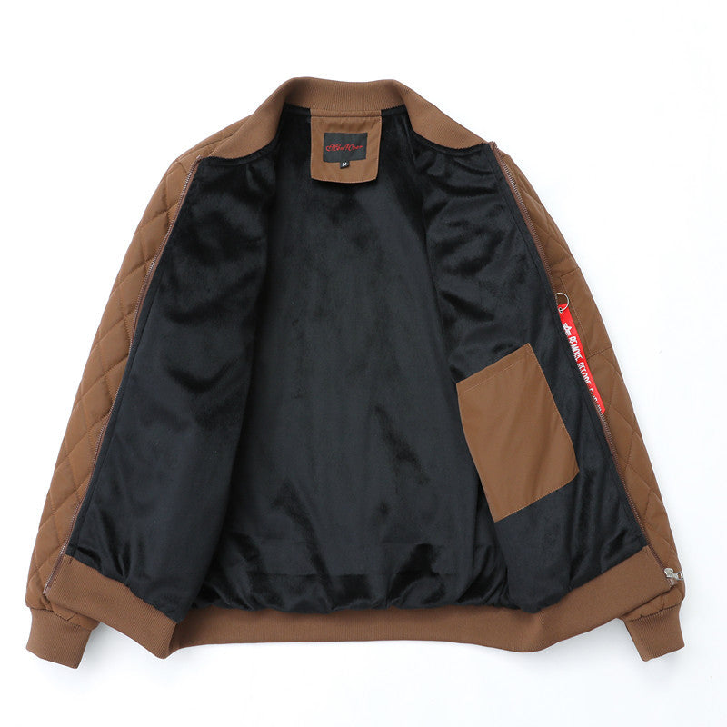 Casual Youth Stand-Collar Hommes Veste en cuir rembourré en coton