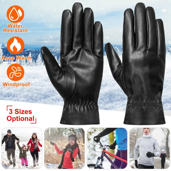 Gants chauds d'hiver en cuir unisexe Outdoor Windproof Soft Gants Cyclisme Ski Running Col