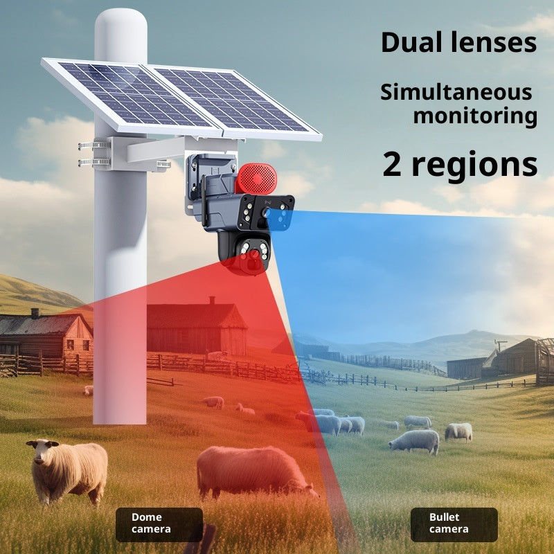 Consommation d'énergie solaire Ball Machine 4G caméra de surveillance double
