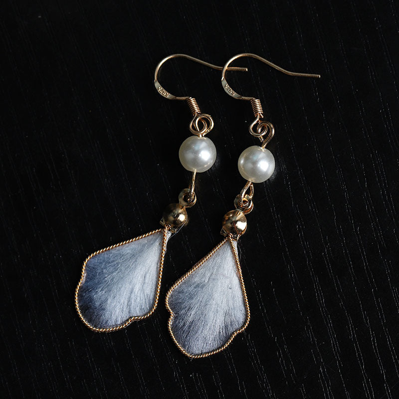 Boucles d'oreilles de fleurs de velours en fil de soie