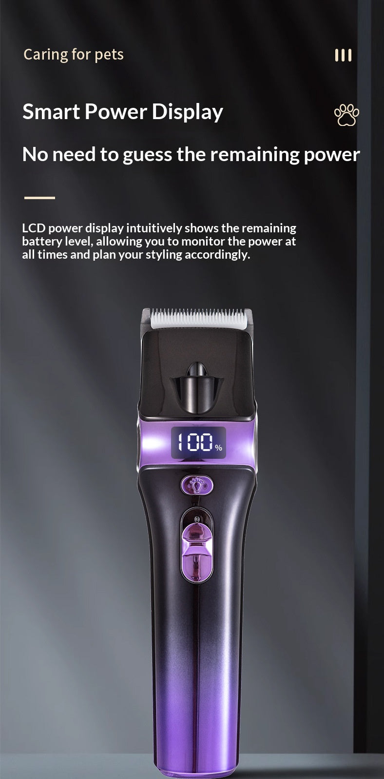 Clipper électrique 2-en-1 haute puissance avec lumière pour chiens et chats.