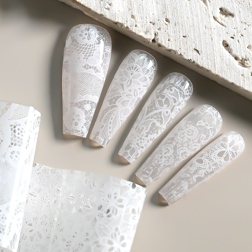 Black and White Lace-pattern Nail Art Transfer Foil